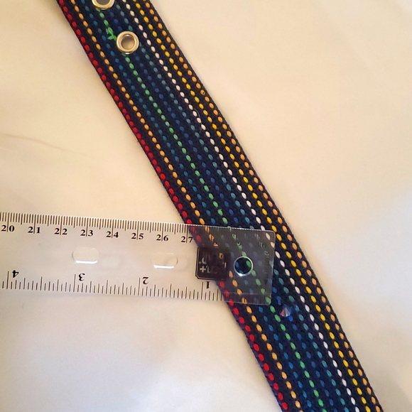 Belt Webbed Navy Blue With Rainbow Stitching - Picture 5 of 5
